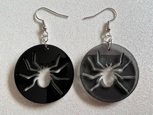 Spider Earrings: Laser Cut Acrylic Spiders, Halloween, Holiday, Insect, Bug, Horror, Scary, Spooky, Best Gifts for Her/Him/Them