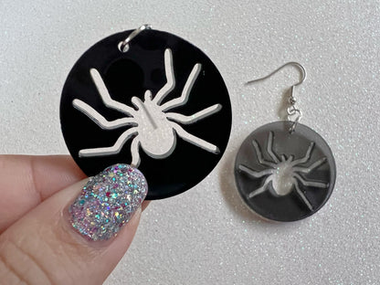 Spider Earrings: Laser Cut Acrylic Spiders, Halloween, Holiday, Insect, Bug, Horror, Scary, Spooky, Best Gifts for Her/Him/Them