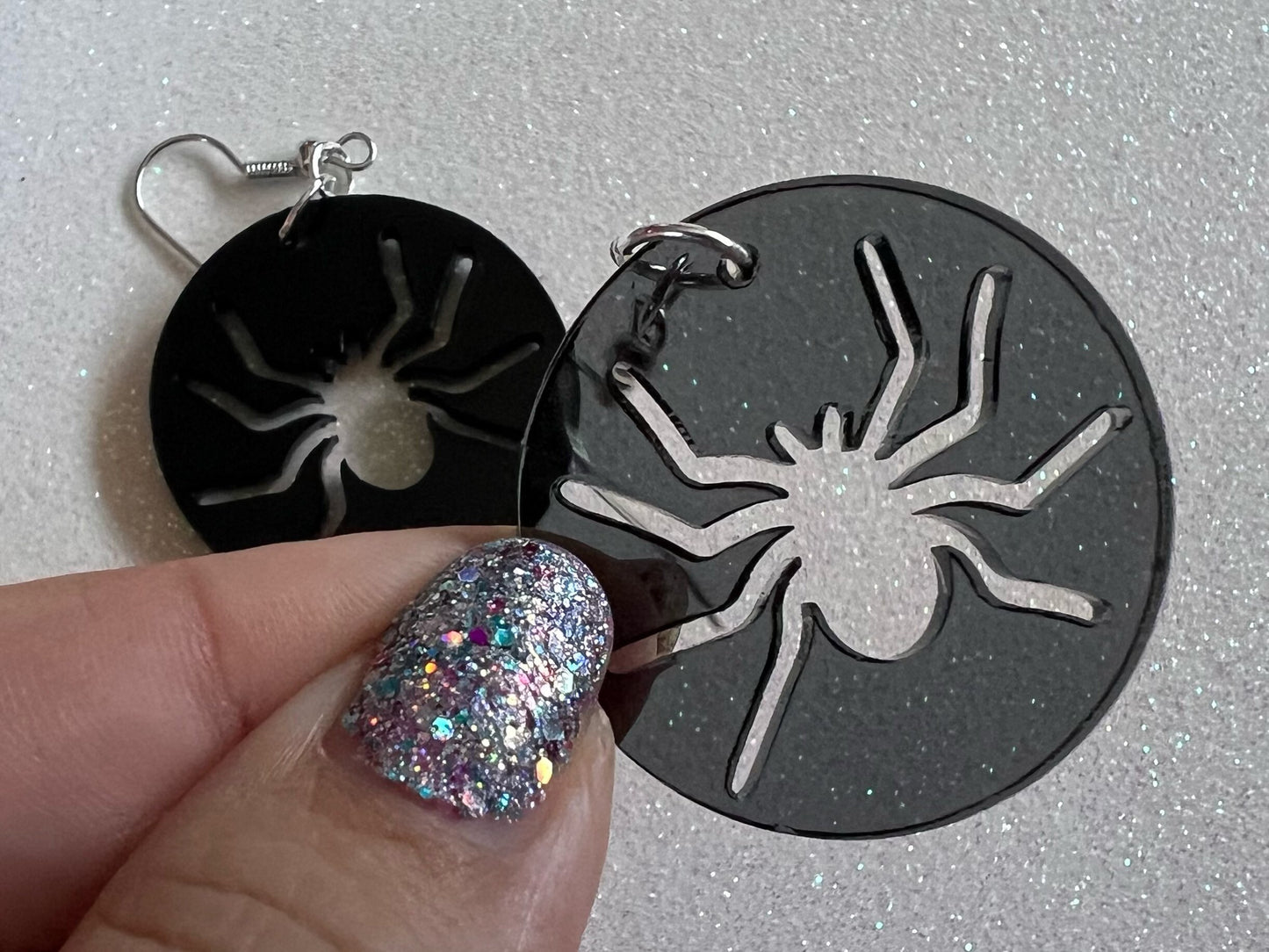 Spider Earrings: Laser Cut Acrylic Spiders, Halloween, Holiday, Insect, Bug, Horror, Scary, Spooky, Best Gifts for Her/Him/Them