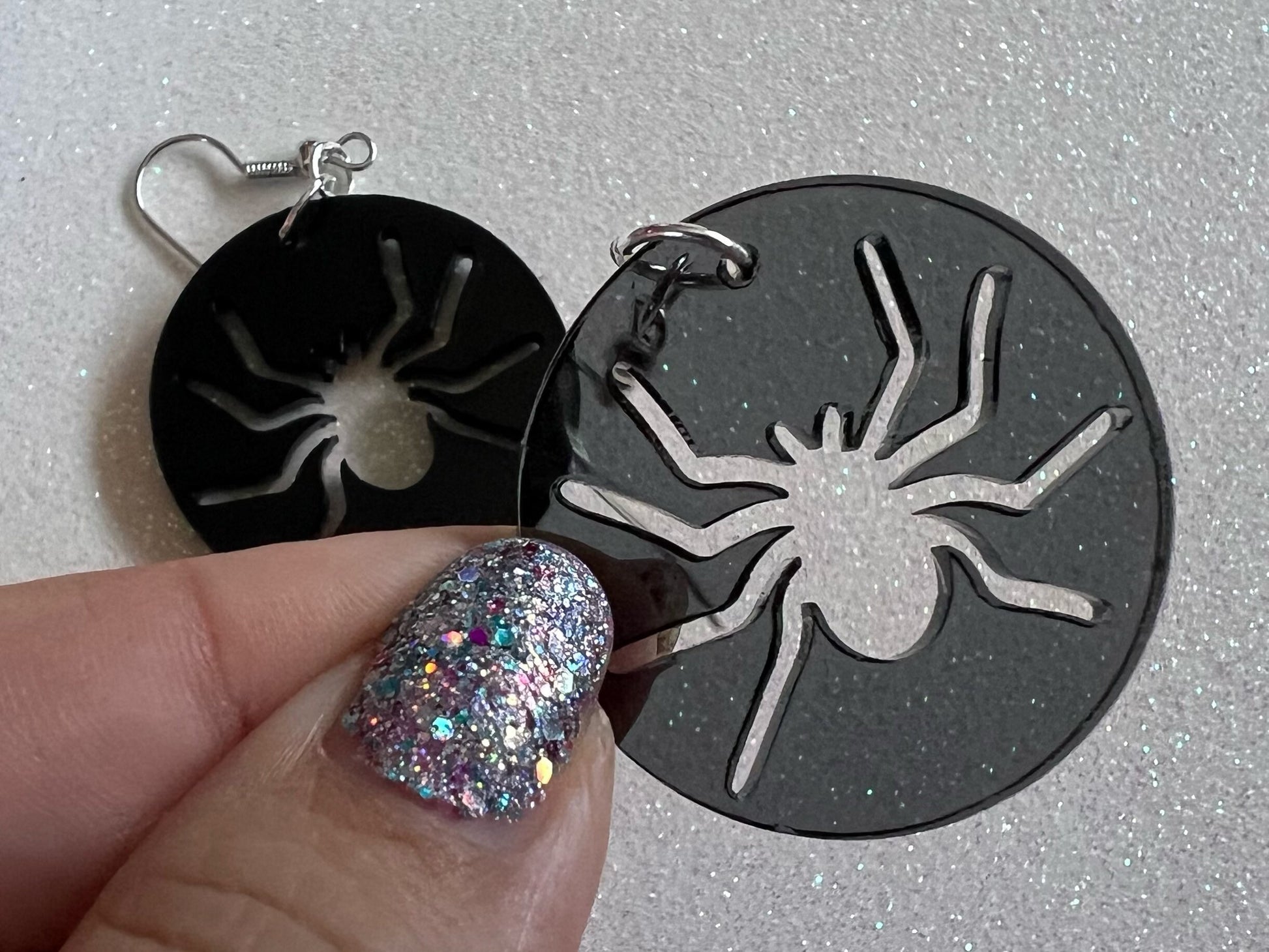 Spider Earrings: Laser Cut Acrylic Spiders, Halloween, Holiday, Insect, Bug, Horror, Scary, Spooky, Best Gifts for Her/Him/Them