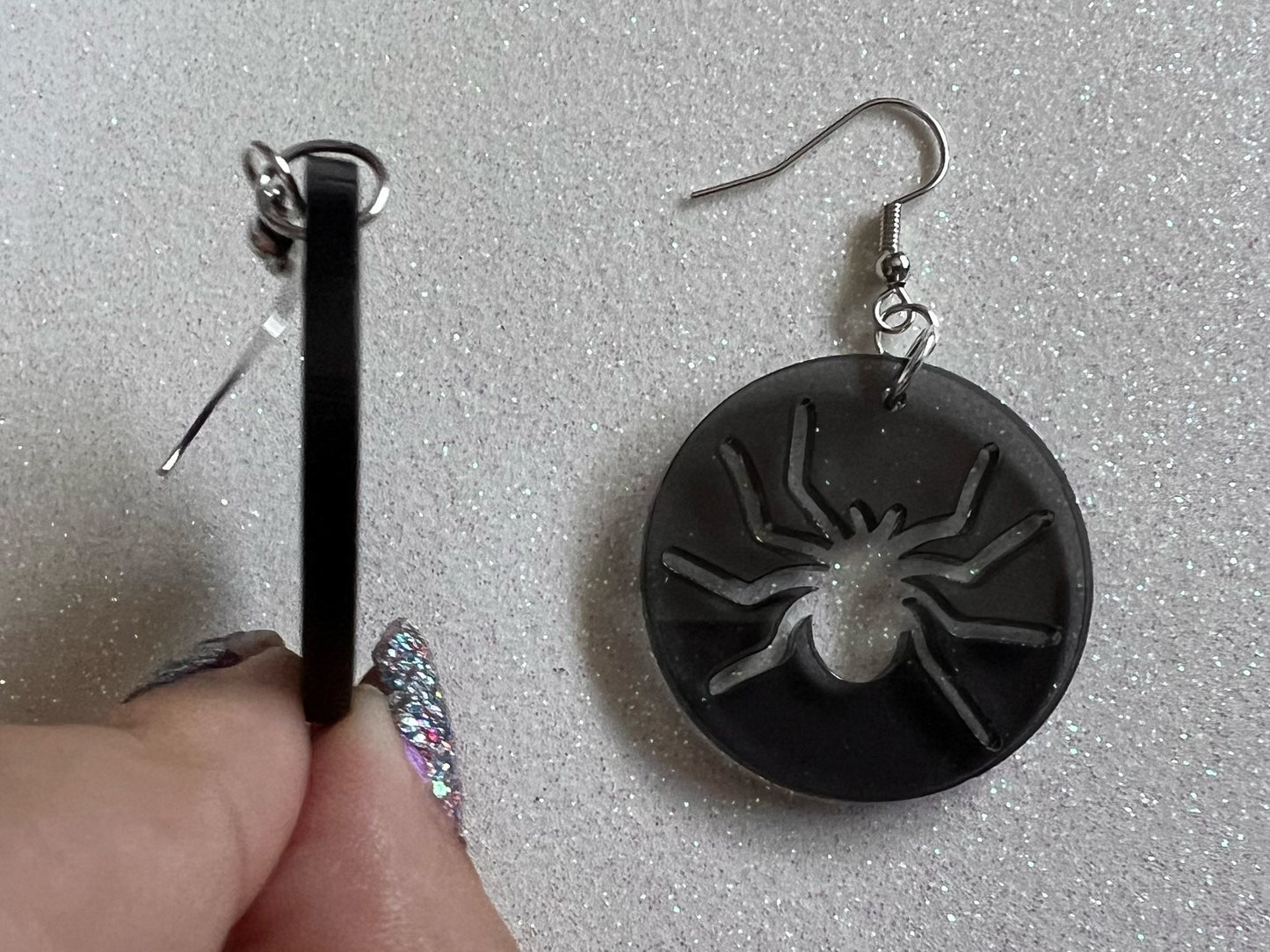 Spider Earrings: Laser Cut Acrylic Spiders, Halloween, Holiday, Insect, Bug, Horror, Scary, Spooky, Best Gifts for Her/Him/Them