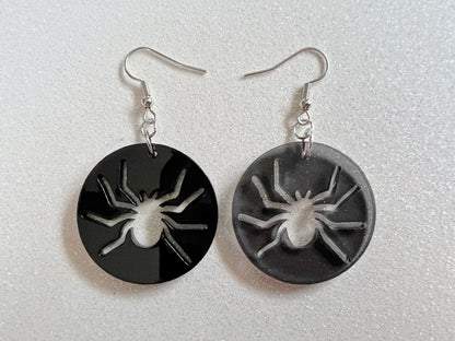 Spider Earrings: Laser Cut Acrylic Spiders, Halloween, Holiday, Insect, Bug, Horror, Scary, Spooky, Best Gifts for Her/Him/Them