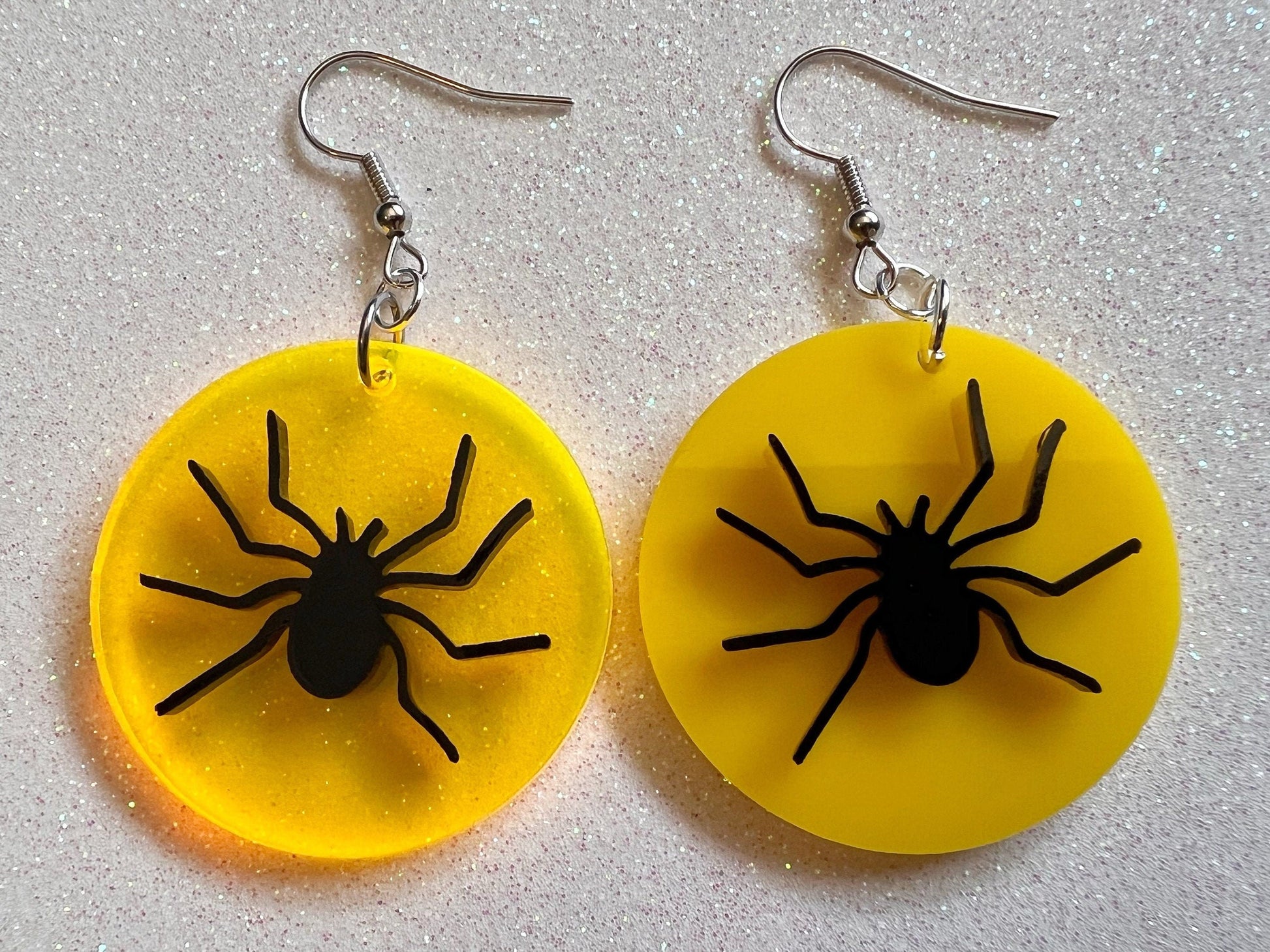 Spider Full Moon Earrings: Laser Cut Acrylic Halloween Earrings, Silhouette Arachnids, Spiders, Horror, Scary, Best Gifts for Her/Him/Them