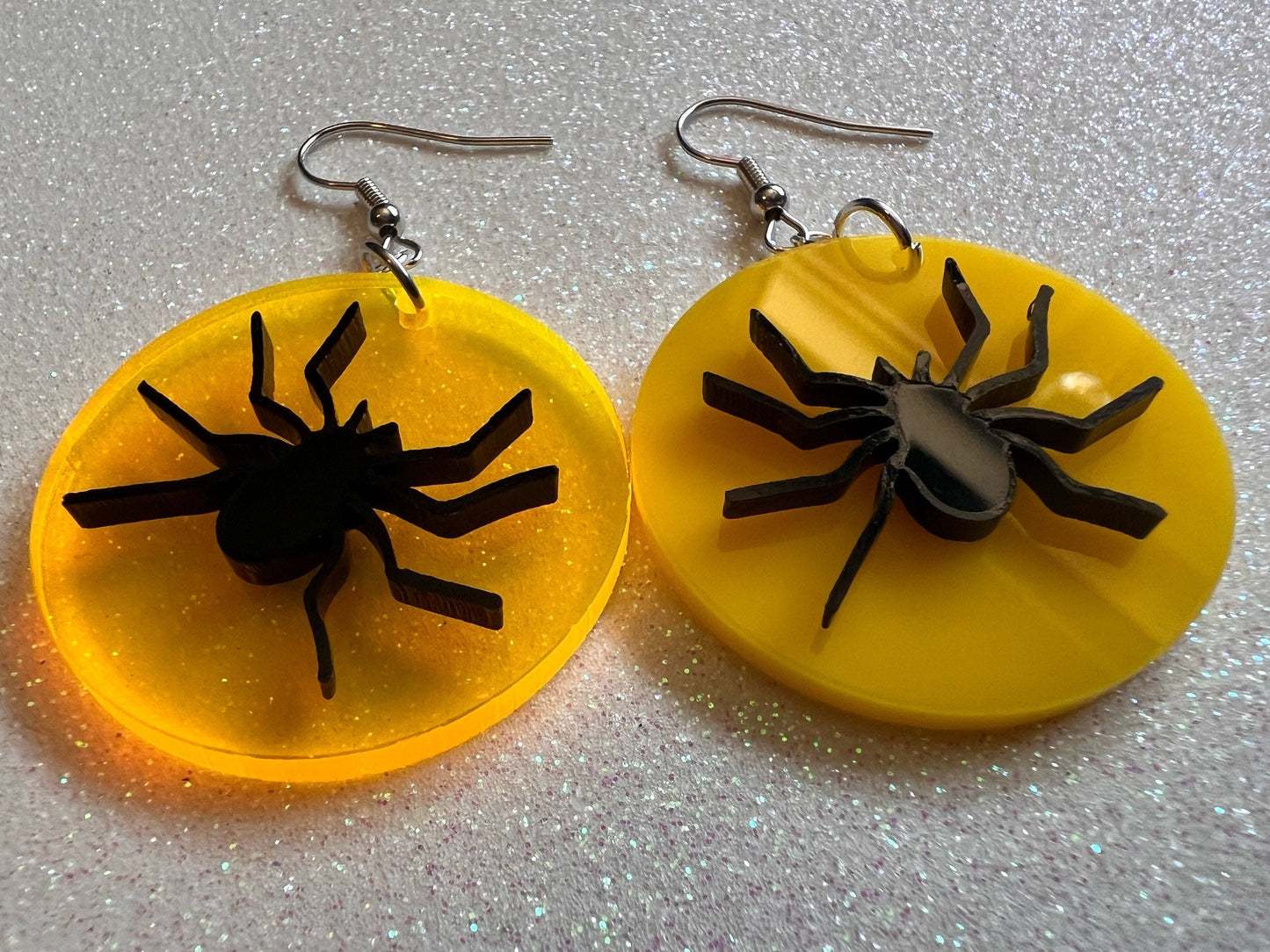 Spider Full Moon Earrings: Laser Cut Acrylic Halloween Earrings, Silhouette Arachnids, Spiders, Horror, Scary, Best Gifts for Her/Him/Them