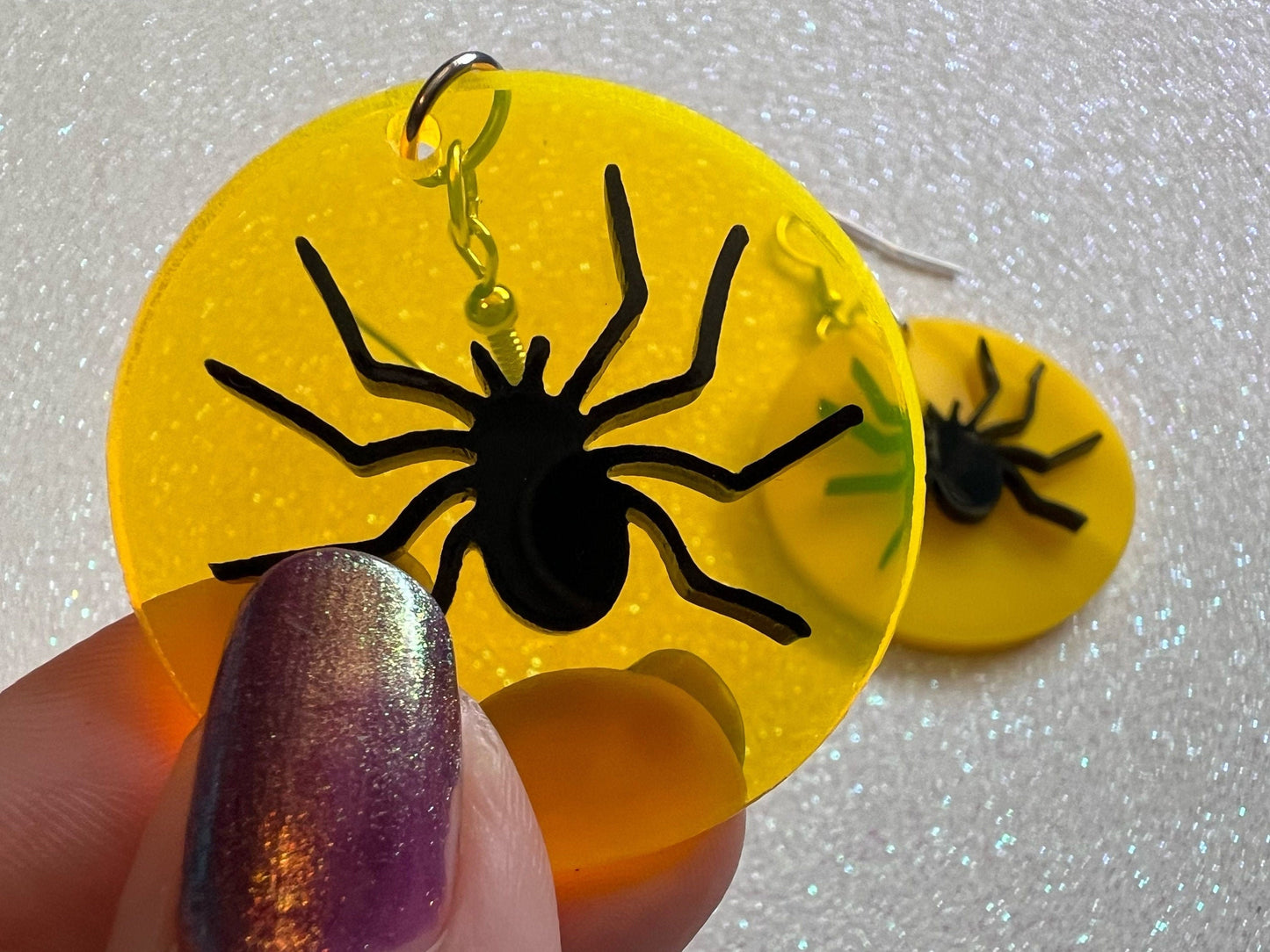 Spider Full Moon Earrings: Laser Cut Acrylic Halloween Earrings, Silhouette Arachnids, Spiders, Horror, Scary, Best Gifts for Her/Him/Them