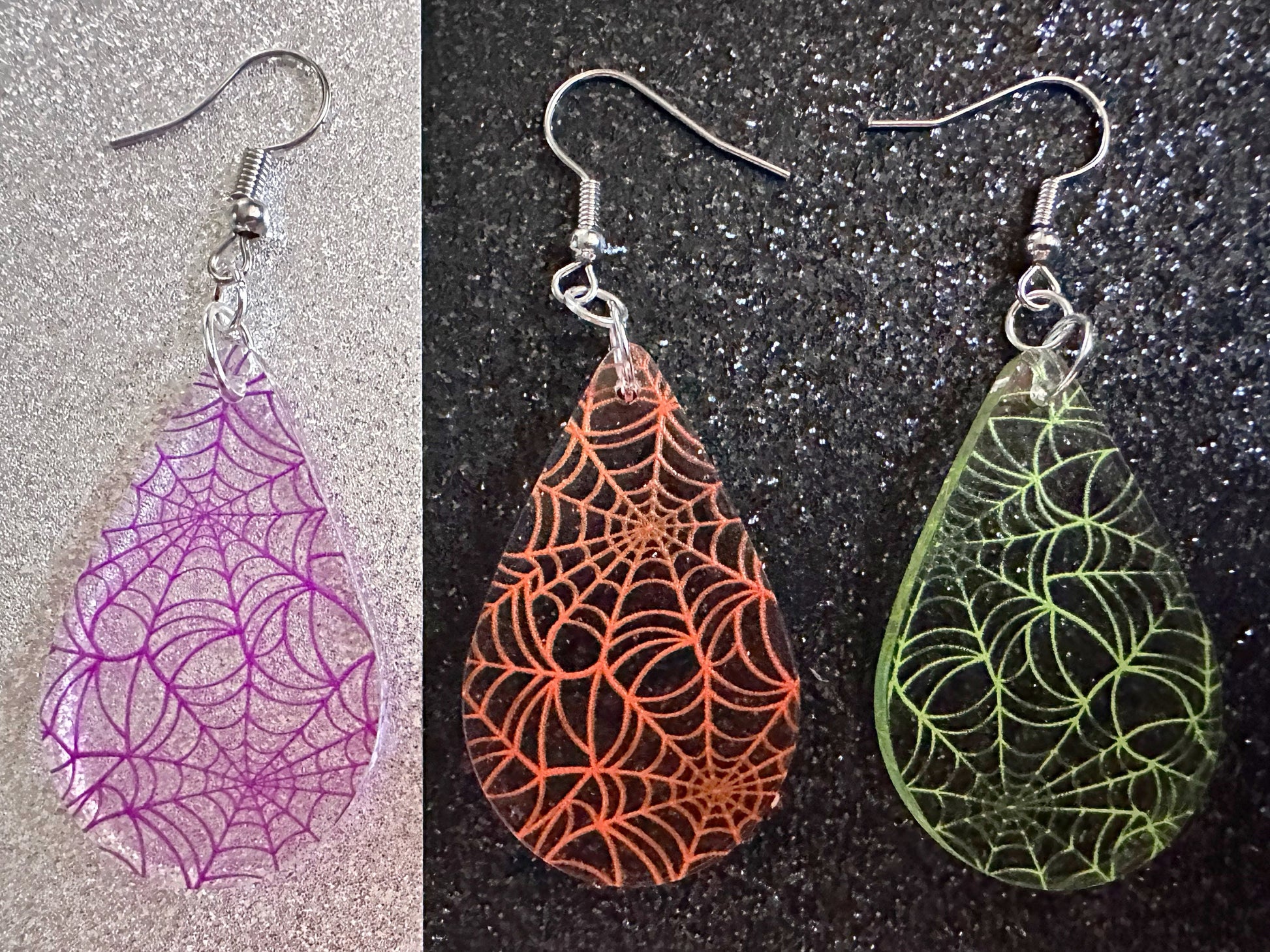Spiderweb Earrings: Laser Cut Acrylic Spider Webs, Halloween, Spiders, Insect, Bug, Horror, Scary, Spooky, Best Gifts for Her/Him/Them