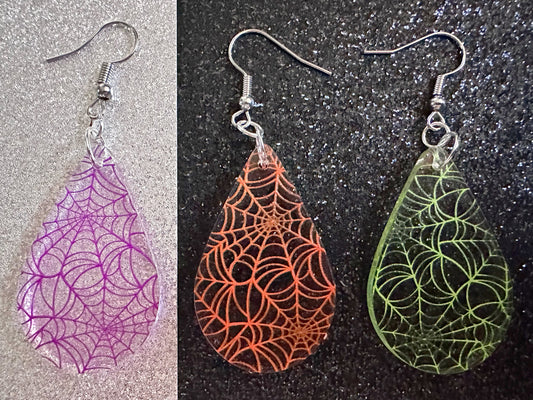 Spiderweb Earrings: Laser Cut Acrylic Spider Webs, Halloween, Spiders, Insect, Bug, Horror, Scary, Spooky, Best Gifts for Her/Him/Them