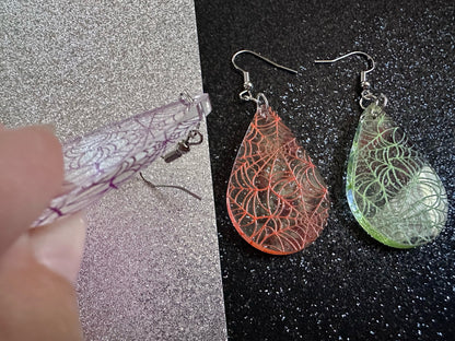 Spiderweb Earrings: Laser Cut Acrylic Spider Webs, Halloween, Spiders, Insect, Bug, Horror, Scary, Spooky, Best Gifts for Her/Him/Them