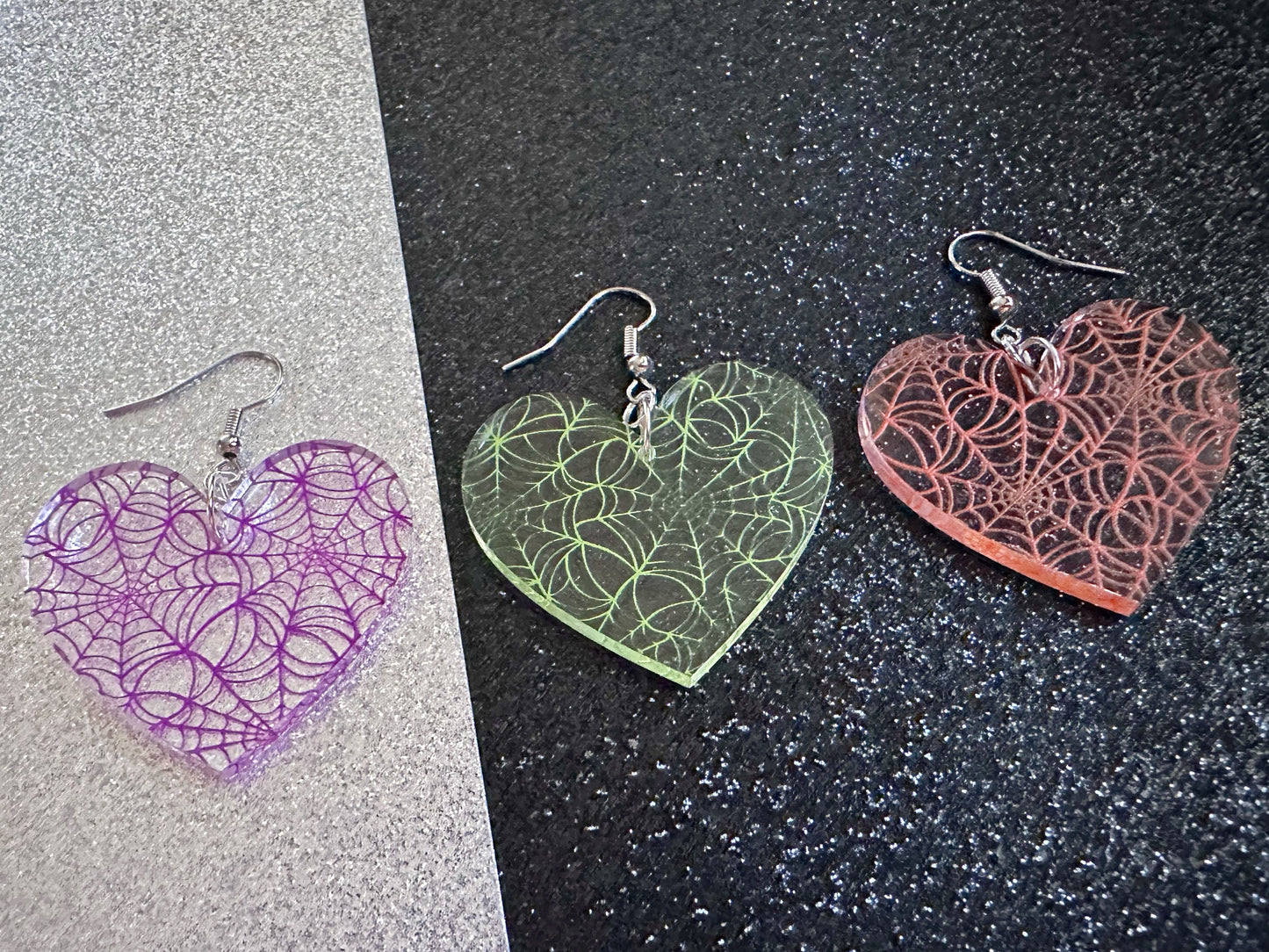Spiderweb Earrings: Laser Cut Acrylic Spider Webs, Halloween, Spiders, Insect, Bug, Horror, Scary, Spooky, Best Gifts for Her/Him/Them