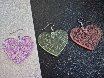 Spiderweb Earrings: Laser Cut Acrylic Spider Webs, Halloween, Spiders, Insect, Bug, Horror, Scary, Spooky, Best Gifts for Her/Him/Them