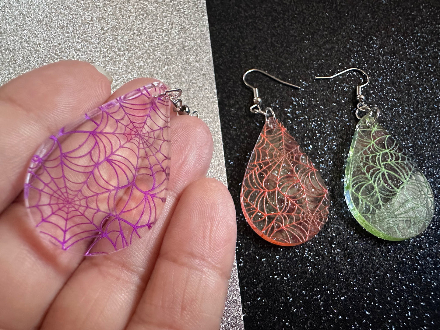 Spiderweb Earrings: Laser Cut Acrylic Spider Webs, Halloween, Spiders, Insect, Bug, Horror, Scary, Spooky, Best Gifts for Her/Him/Them
