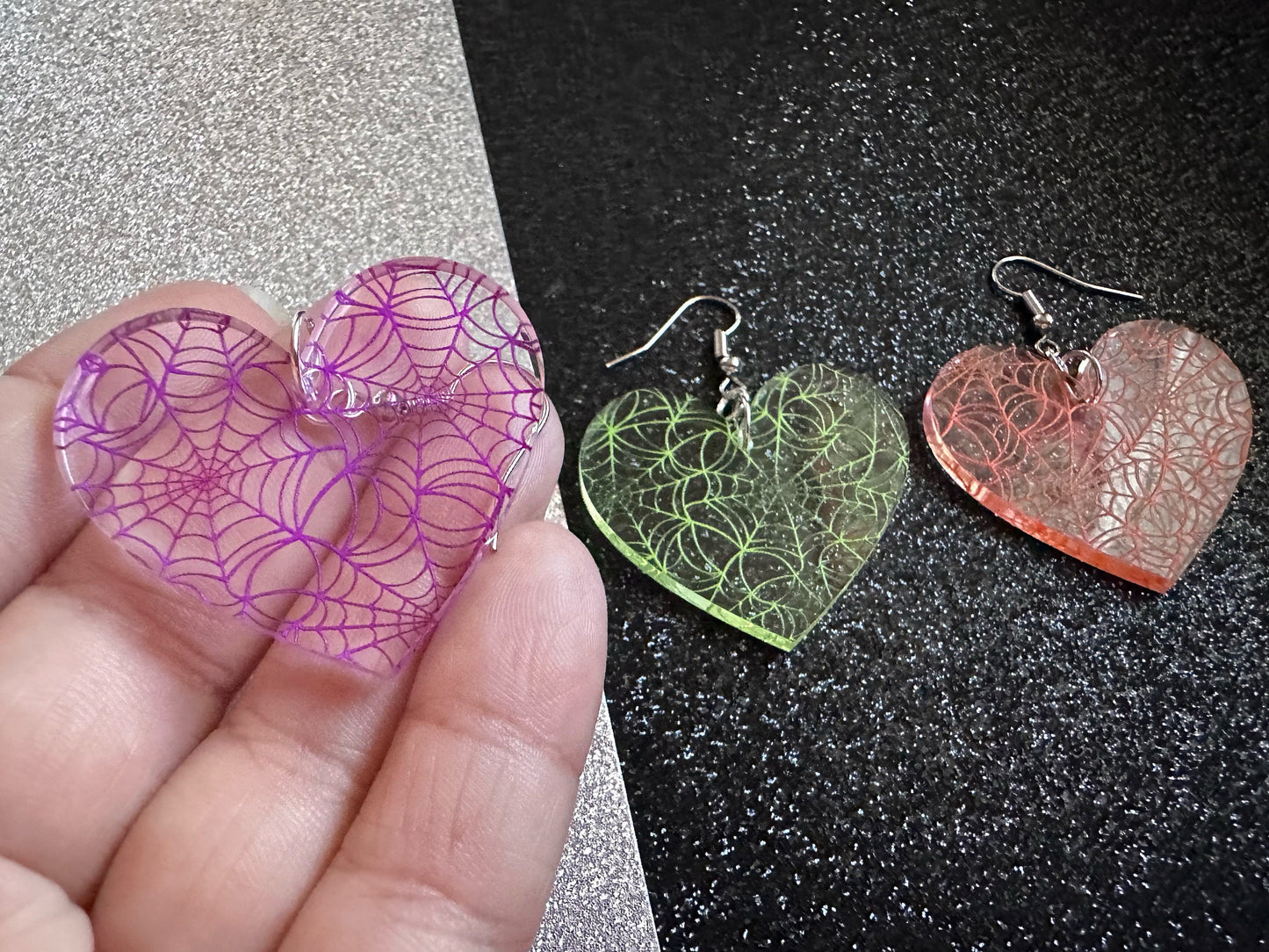 Spiderweb Earrings: Laser Cut Acrylic Spider Webs, Halloween, Spiders, Insect, Bug, Horror, Scary, Spooky, Best Gifts for Her/Him/Them