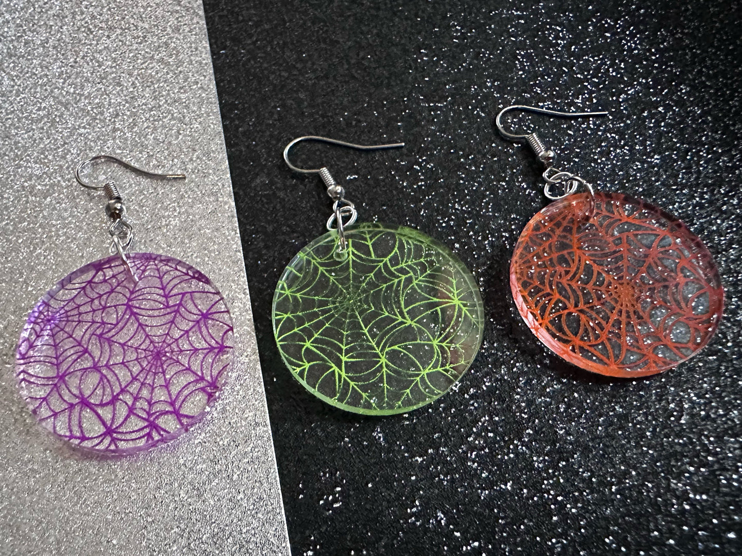 Spiderweb Earrings: Laser Cut Acrylic Spider Webs, Halloween, Spiders, Insect, Bug, Horror, Scary, Spooky, Best Gifts for Her/Him/Them
