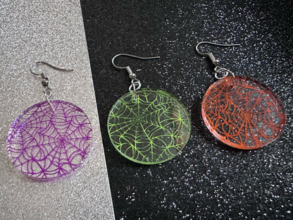 Spiderweb Earrings: Laser Cut Acrylic Spider Webs, Halloween, Spiders, Insect, Bug, Horror, Scary, Spooky, Best Gifts for Her/Him/Them