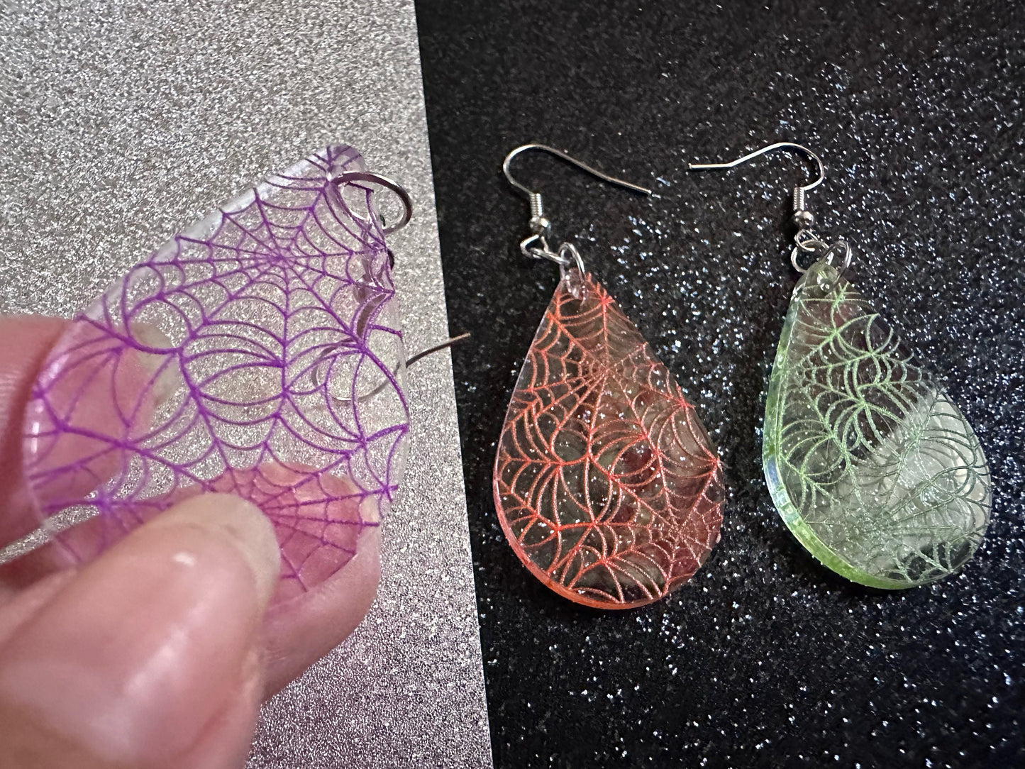 Spiderweb Earrings: Laser Cut Acrylic Spider Webs, Halloween, Spiders, Insect, Bug, Horror, Scary, Spooky, Best Gifts for Her/Him/Them