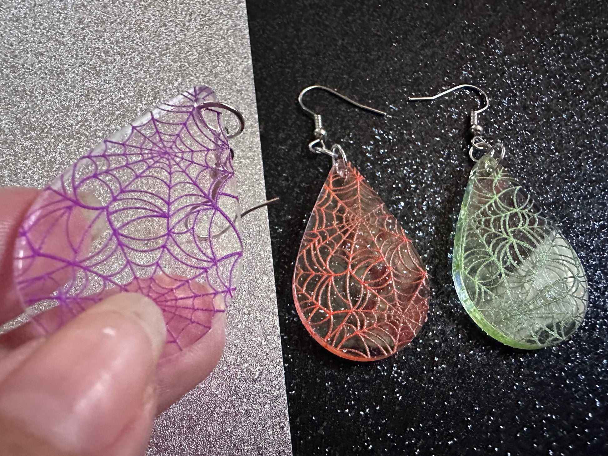 Spiderweb Earrings: Laser Cut Acrylic Spider Webs, Halloween, Spiders, Insect, Bug, Horror, Scary, Spooky, Best Gifts for Her/Him/Them