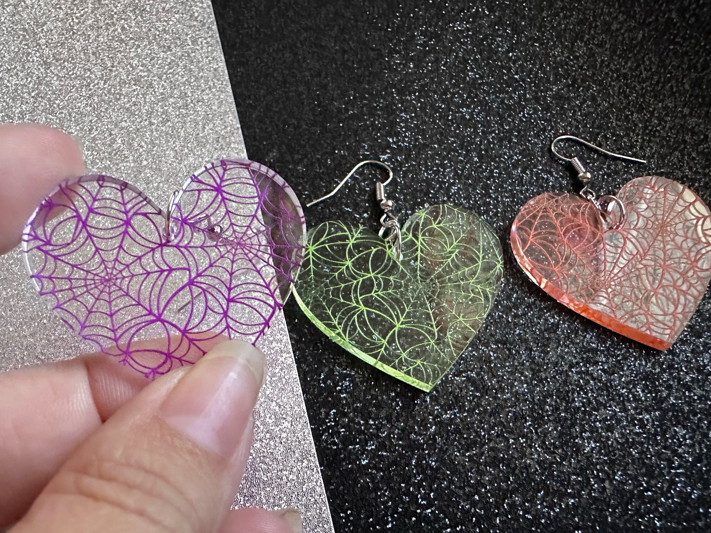 Spiderweb Earrings: Laser Cut Acrylic Spider Webs, Halloween, Spiders, Insect, Bug, Horror, Scary, Spooky, Best Gifts for Her/Him/Them