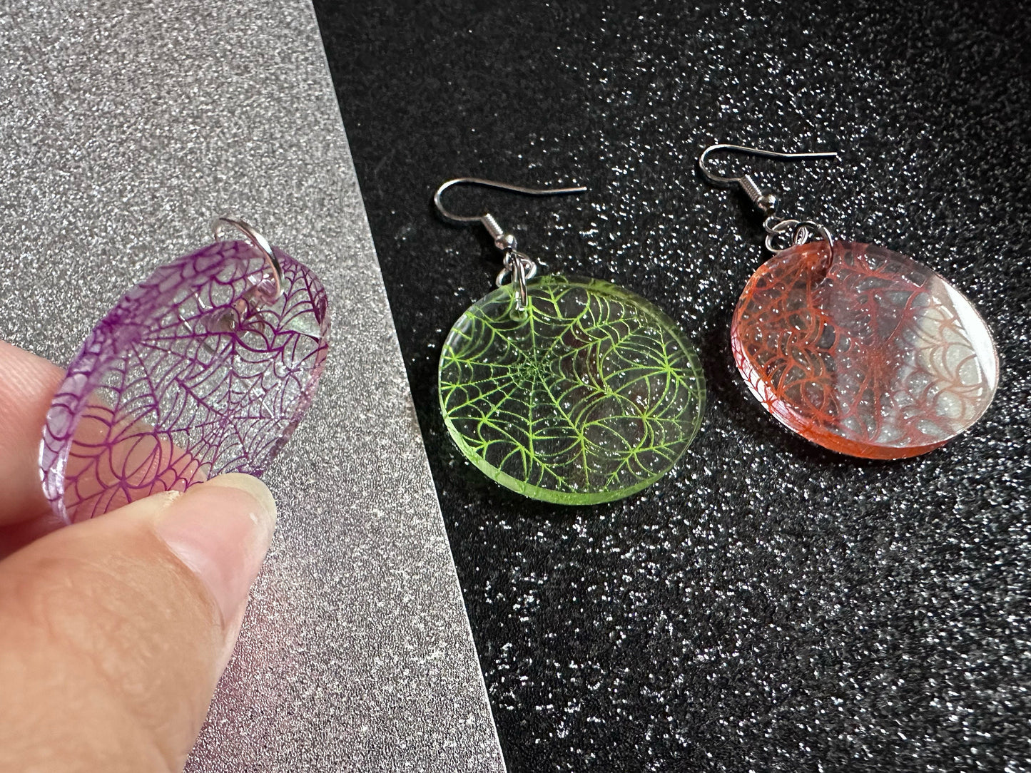 Spiderweb Earrings: Laser Cut Acrylic Spider Webs, Halloween, Spiders, Insect, Bug, Horror, Scary, Spooky, Best Gifts for Her/Him/Them