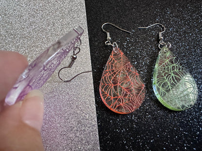 Spiderweb Earrings: Laser Cut Acrylic Spider Webs, Halloween, Spiders, Insect, Bug, Horror, Scary, Spooky, Best Gifts for Her/Him/Them