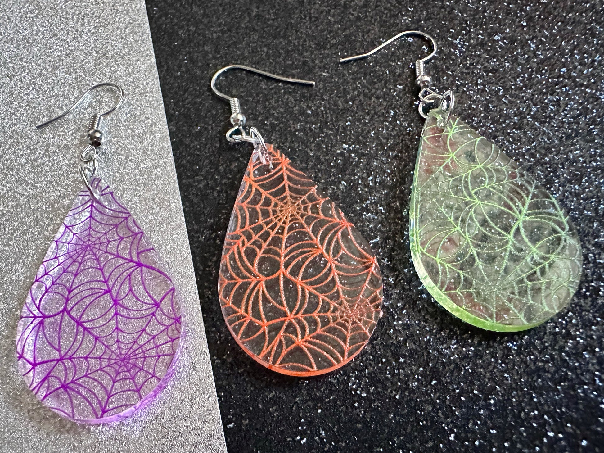 Spiderweb Earrings: Laser Cut Acrylic Spider Webs, Halloween, Spiders, Insect, Bug, Horror, Scary, Spooky, Best Gifts for Her/Him/Them