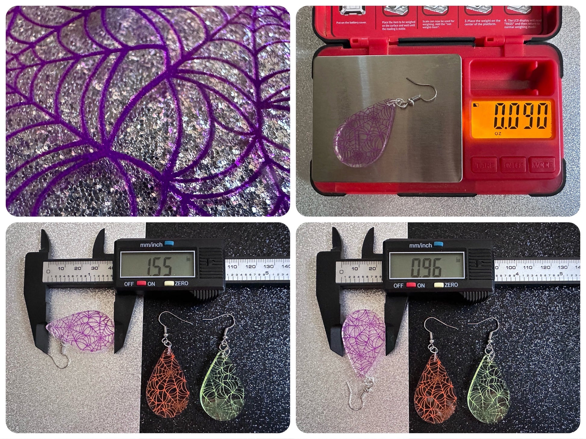 Spiderweb Earrings: Laser Cut Acrylic Spider Webs, Halloween, Spiders, Insect, Bug, Horror, Scary, Spooky, Best Gifts for Her/Him/Them