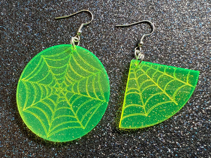 Spiderweb Earrings: Laser Cut Acrylic Spider's Web, Halloween, Holiday, Insect, Bug, Horror, Scary, Spooky, Best Gifts for Her/Him/Them