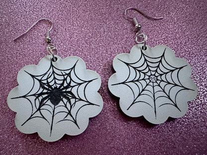 Spiderweb Earrings: Laser Cut Acrylic Spider's Web, Halloween, Holiday, Insect, Bug, Horror, Scary, Spooky, Best Gifts for Her/Him/Them
