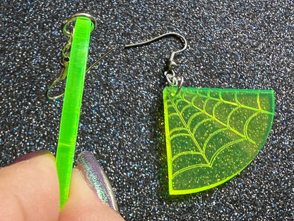 Spiderweb Earrings: Laser Cut Acrylic Spider's Web, Halloween, Holiday, Insect, Bug, Horror, Scary, Spooky, Best Gifts for Her/Him/Them