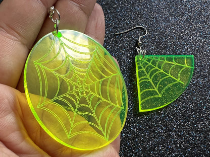 Spiderweb Earrings: Laser Cut Acrylic Spider's Web, Halloween, Holiday, Insect, Bug, Horror, Scary, Spooky, Best Gifts for Her/Him/Them