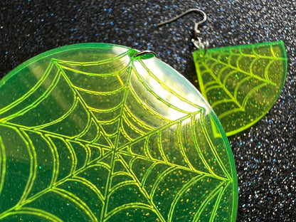 Spiderweb Earrings: Laser Cut Acrylic Spider's Web, Halloween, Holiday, Insect, Bug, Horror, Scary, Spooky, Best Gifts for Her/Him/Them