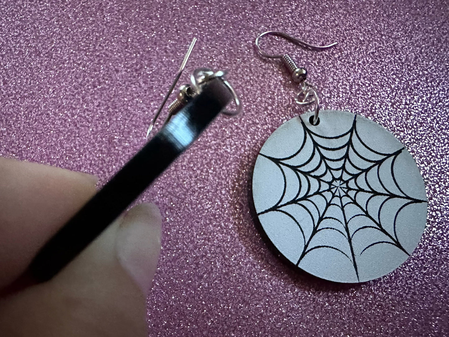 Spiderweb Earrings: Laser Cut Acrylic Spider's Web, Halloween, Holiday, Insect, Bug, Horror, Scary, Spooky, Best Gifts for Her/Him/Them