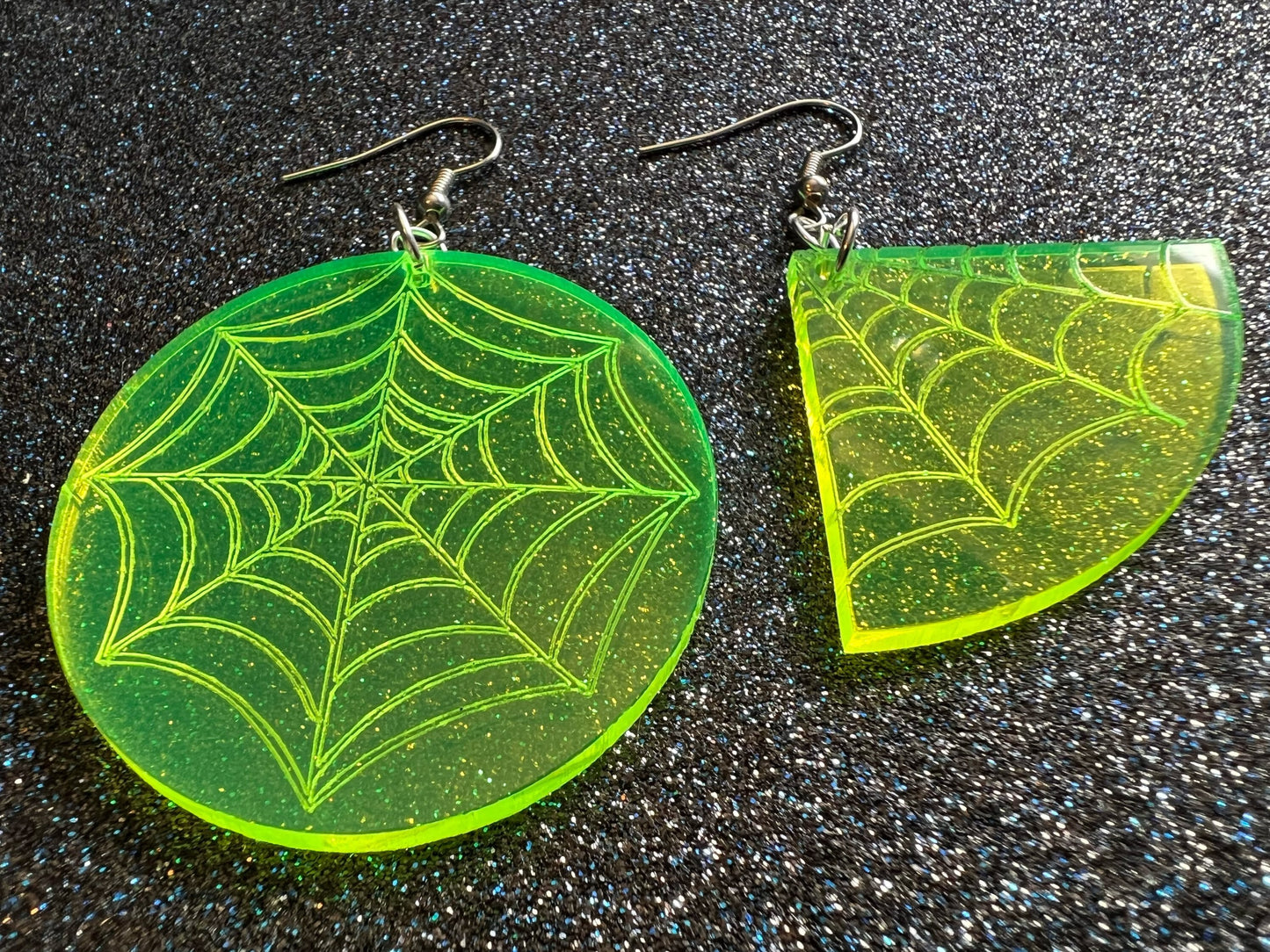 Spiderweb Earrings: Laser Cut Acrylic Spider's Web, Halloween, Holiday, Insect, Bug, Horror, Scary, Spooky, Best Gifts for Her/Him/Them