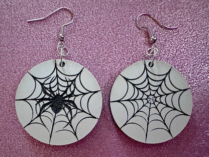 Spiderweb Earrings: Laser Cut Acrylic Spider's Web, Halloween, Holiday, Insect, Bug, Horror, Scary, Spooky, Best Gifts for Her/Him/Them