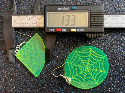 Spiderweb Earrings: Laser Cut Acrylic Spider's Web, Halloween, Holiday, Insect, Bug, Horror, Scary, Spooky, Best Gifts for Her/Him/Them