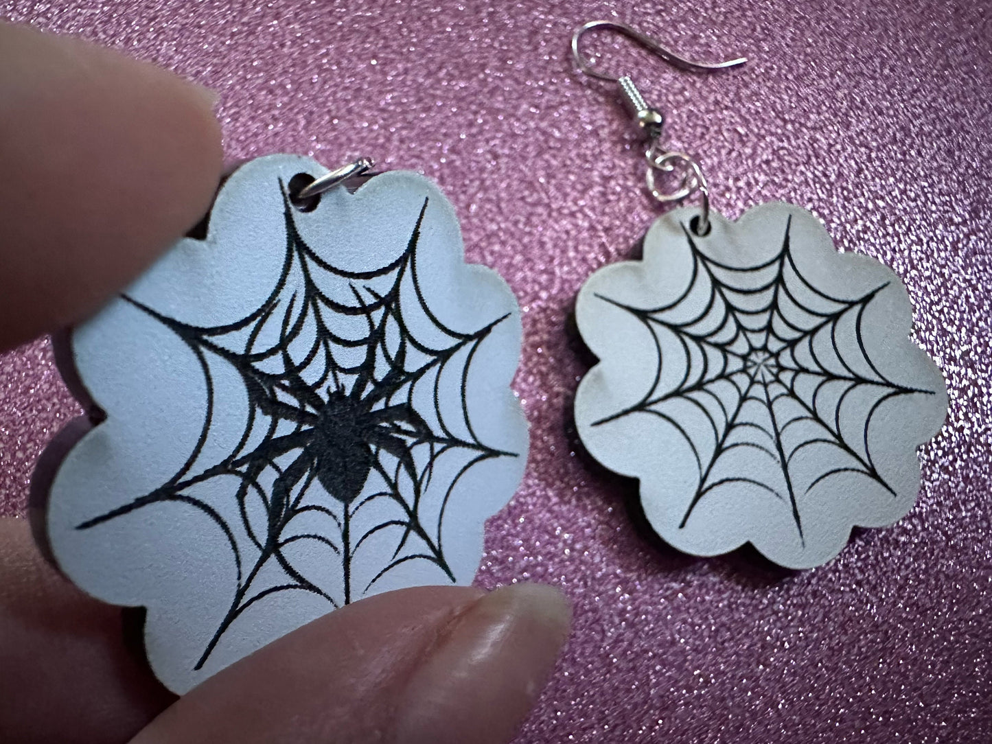 Spiderweb Earrings: Laser Cut Acrylic Spider's Web, Halloween, Holiday, Insect, Bug, Horror, Scary, Spooky, Best Gifts for Her/Him/Them
