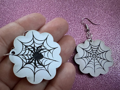 Spiderweb Earrings: Laser Cut Acrylic Spider's Web, Halloween, Holiday, Insect, Bug, Horror, Scary, Spooky, Best Gifts for Her/Him/Them