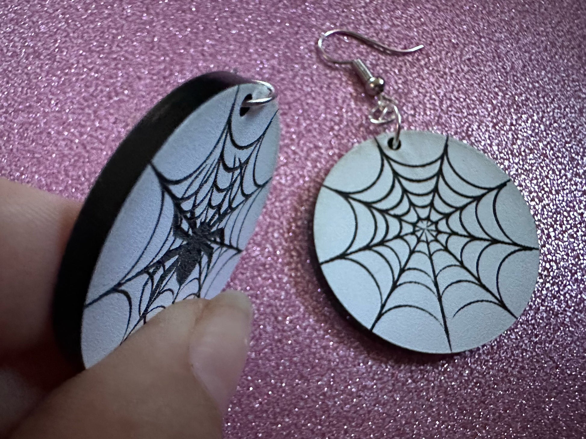 Spiderweb Earrings: Laser Cut Acrylic Spider's Web, Halloween, Holiday, Insect, Bug, Horror, Scary, Spooky, Best Gifts for Her/Him/Them