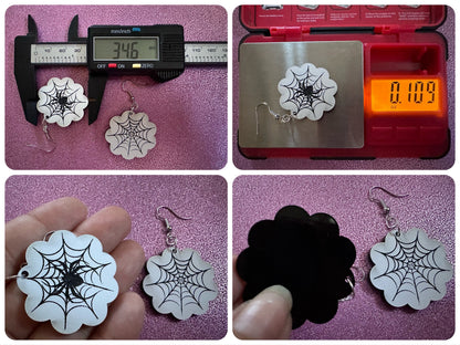 Spiderweb Earrings: Laser Cut Acrylic Spider's Web, Halloween, Holiday, Insect, Bug, Horror, Scary, Spooky, Best Gifts for Her/Him/Them