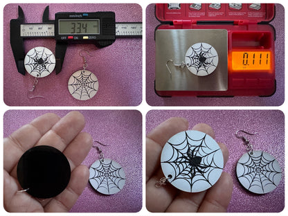 Spiderweb Earrings: Laser Cut Acrylic Spider's Web, Halloween, Holiday, Insect, Bug, Horror, Scary, Spooky, Best Gifts for Her/Him/Them
