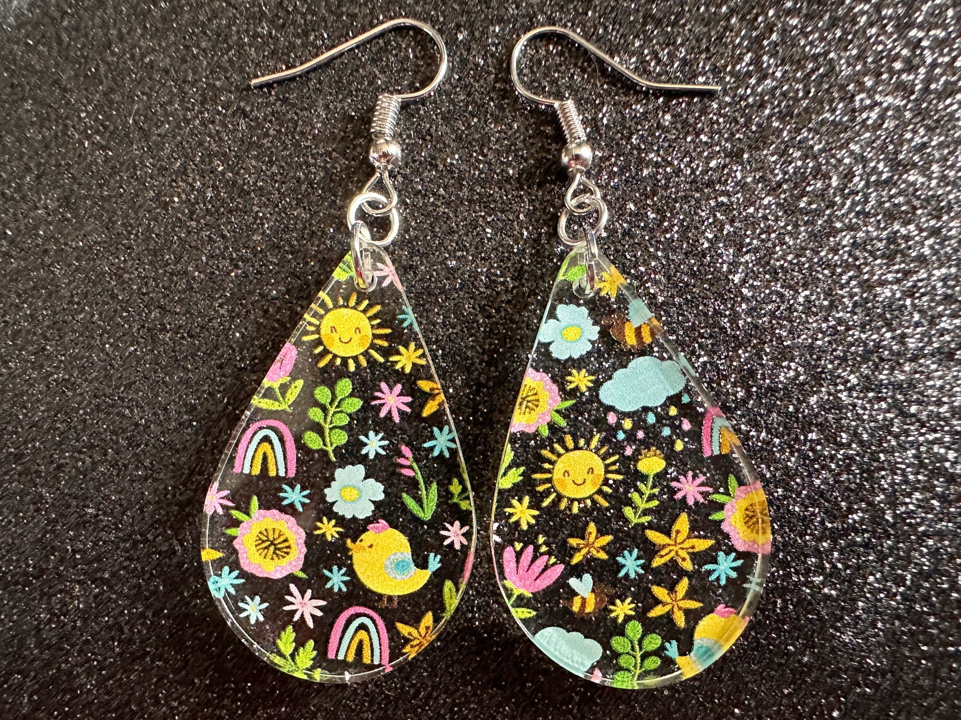 Spring Earrings: Laser Cut Acrylic Earrings, Rain, Birds, Flowers, Rainbows, Summer, Fun, Hearts, Sun, Weather, Best Gifts for Her/Him/Them