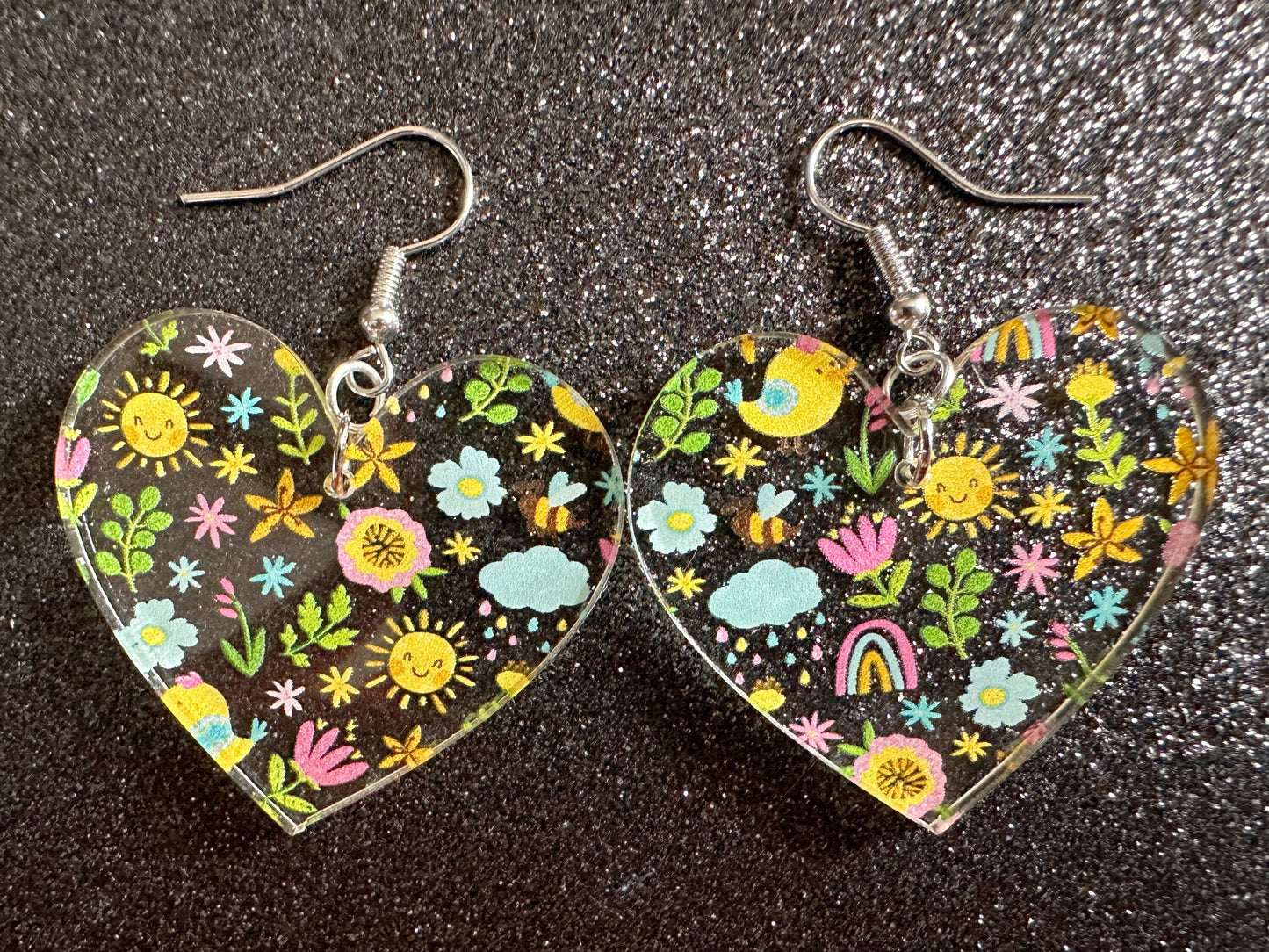 Spring Earrings: Laser Cut Acrylic Earrings, Rain, Birds, Flowers, Rainbows, Summer, Fun, Hearts, Sun, Weather, Best Gifts for Her/Him/Them