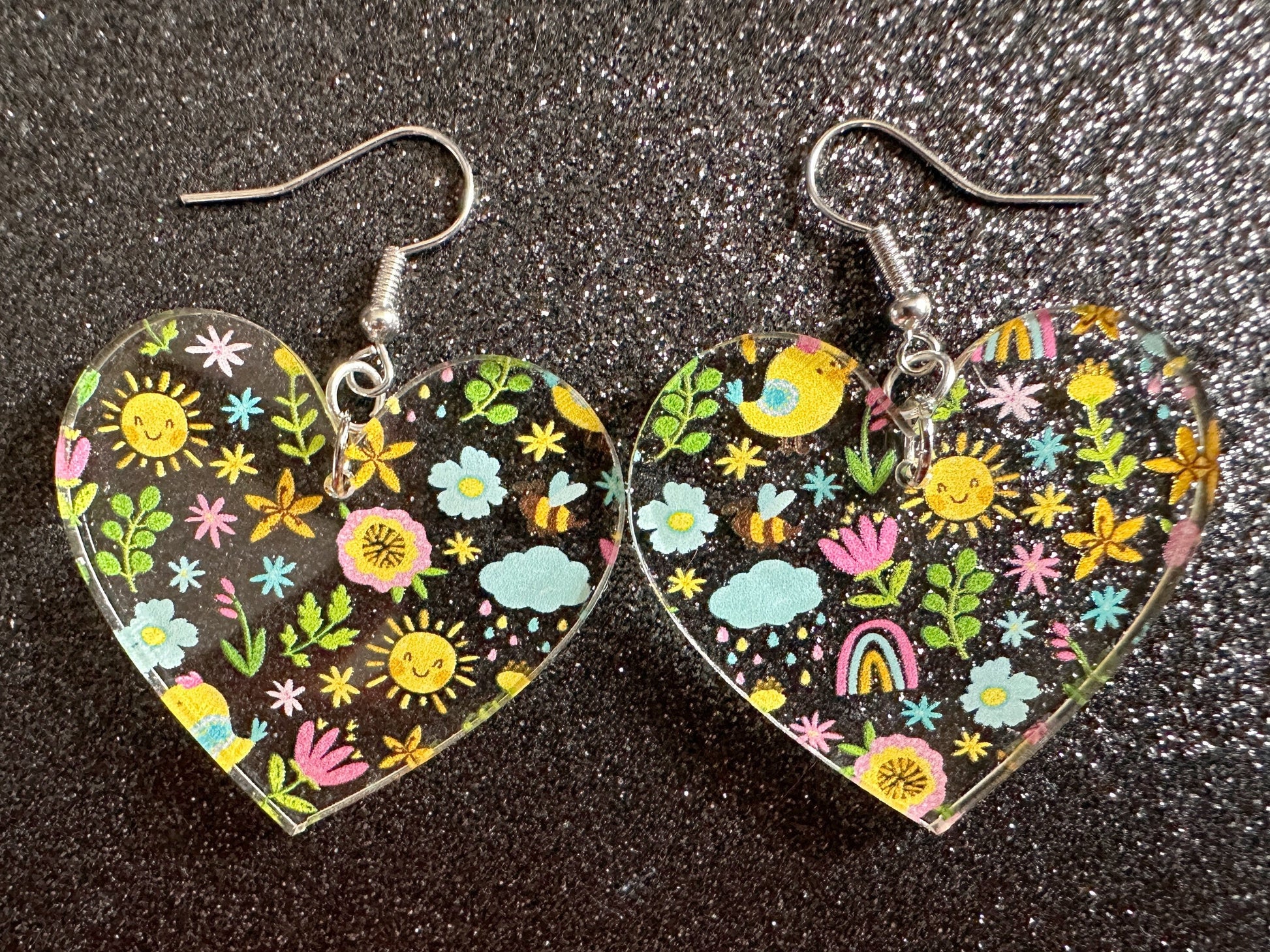 Spring Earrings: Laser Cut Acrylic Earrings, Rain, Birds, Flowers, Rainbows, Summer, Fun, Hearts, Sun, Weather, Best Gifts for Her/Him/Them