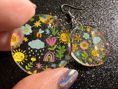 Spring Earrings: Laser Cut Acrylic Earrings, Rain, Birds, Flowers, Rainbows, Summer, Fun, Hearts, Sun, Weather, Best Gifts for Her/Him/Them