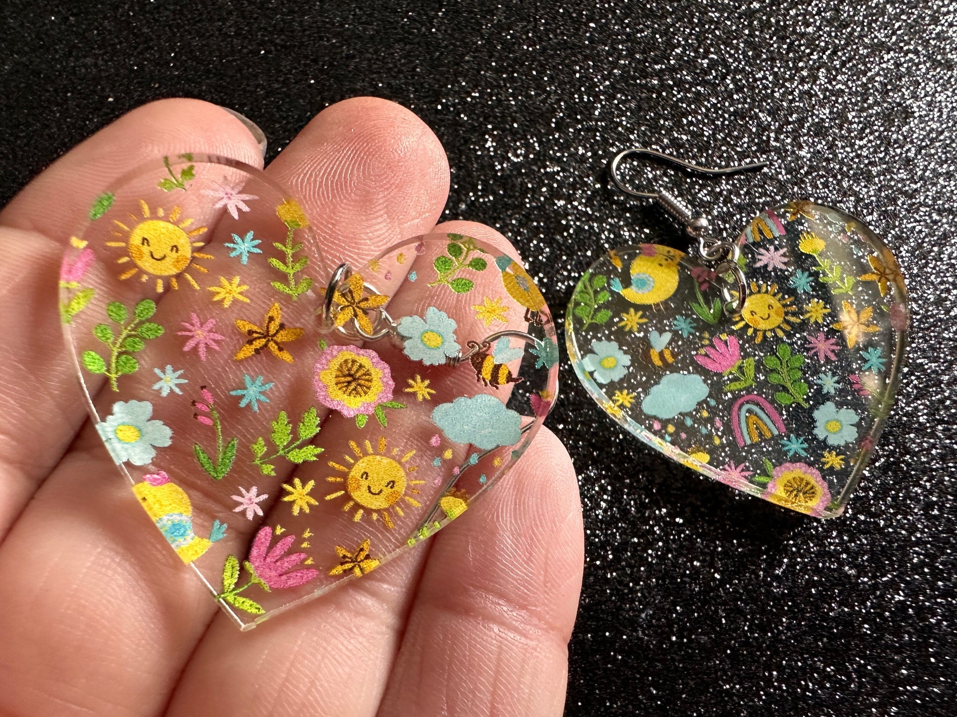 Spring Earrings: Laser Cut Acrylic Earrings, Rain, Birds, Flowers, Rainbows, Summer, Fun, Hearts, Sun, Weather, Best Gifts for Her/Him/Them