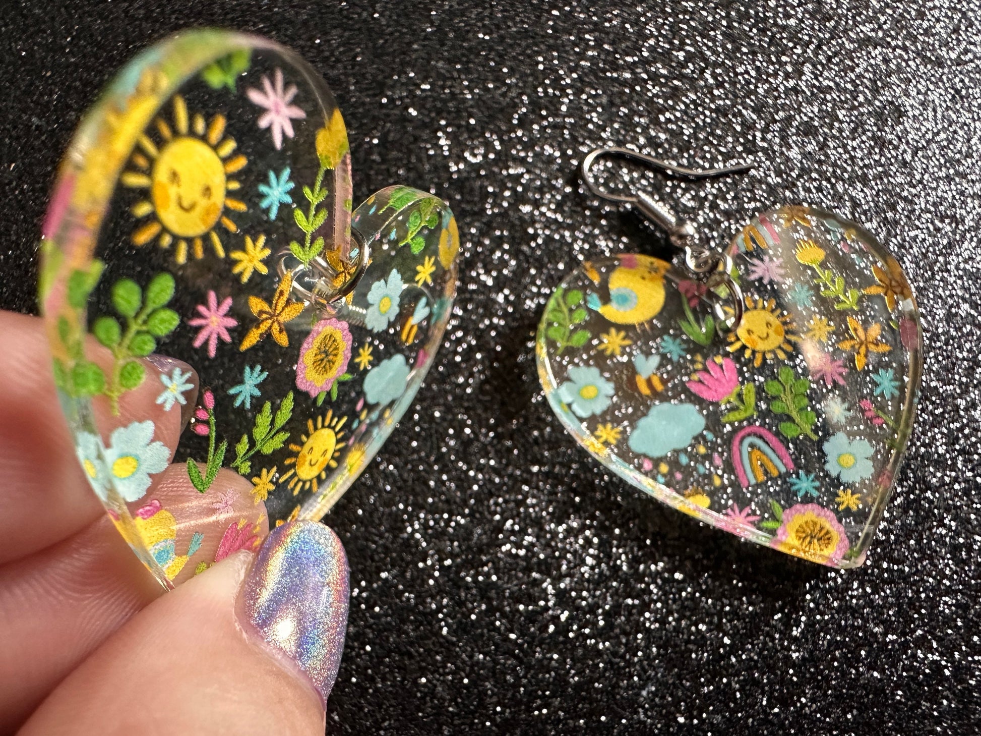 Spring Earrings: Laser Cut Acrylic Earrings, Rain, Birds, Flowers, Rainbows, Summer, Fun, Hearts, Sun, Weather, Best Gifts for Her/Him/Them