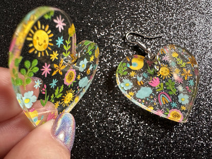 Spring Earrings: Laser Cut Acrylic Earrings, Rain, Birds, Flowers, Rainbows, Summer, Fun, Hearts, Sun, Weather, Best Gifts for Her/Him/Them