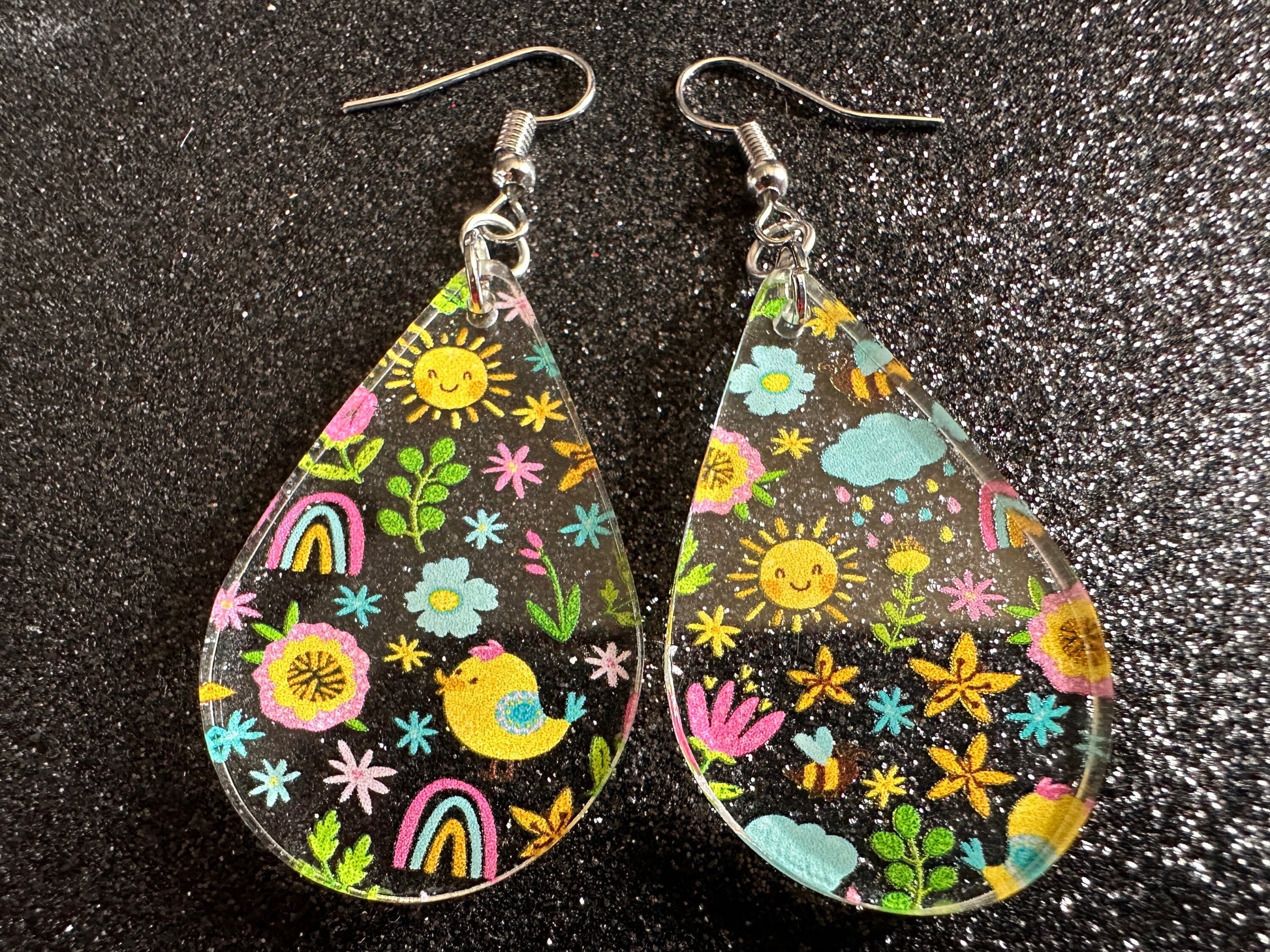 Spring Earrings: Laser Cut Acrylic Earrings, Rain, Birds, Flowers, Rainbows, Summer, Fun, Hearts, Sun, Weather, Best Gifts for Her/Him/Them