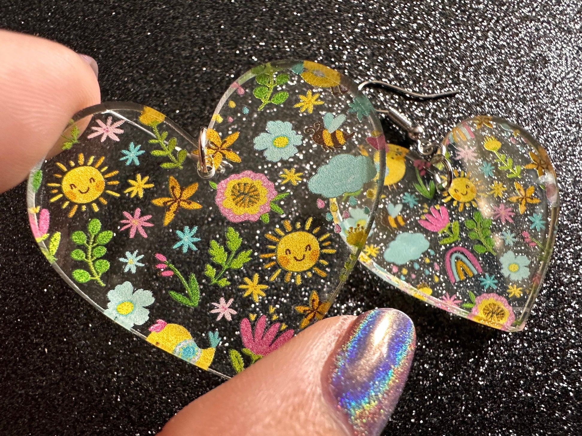 Spring Earrings: Laser Cut Acrylic Earrings, Rain, Birds, Flowers, Rainbows, Summer, Fun, Hearts, Sun, Weather, Best Gifts for Her/Him/Them