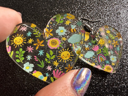 Spring Earrings: Laser Cut Acrylic Earrings, Rain, Birds, Flowers, Rainbows, Summer, Fun, Hearts, Sun, Weather, Best Gifts for Her/Him/Them