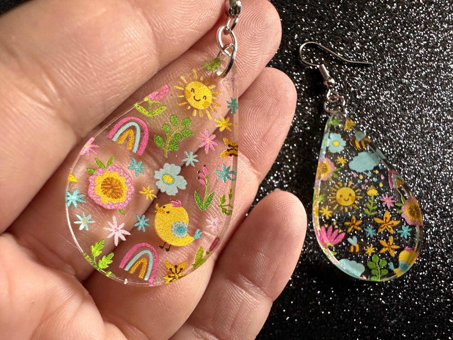 Spring Earrings: Laser Cut Acrylic Earrings, Rain, Birds, Flowers, Rainbows, Summer, Fun, Hearts, Sun, Weather, Best Gifts for Her/Him/Them